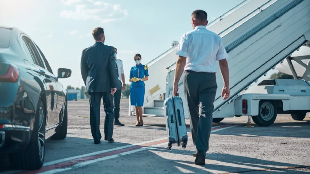 Executive black car at San Antonio International Airport ready for private transfer