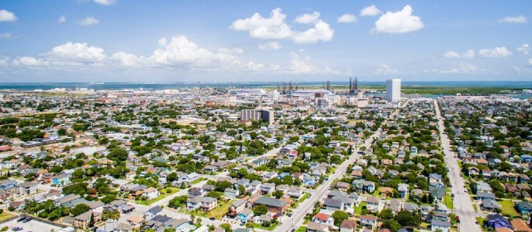 Private chauffeur vehicle traveling between Houston and Galveston Texas